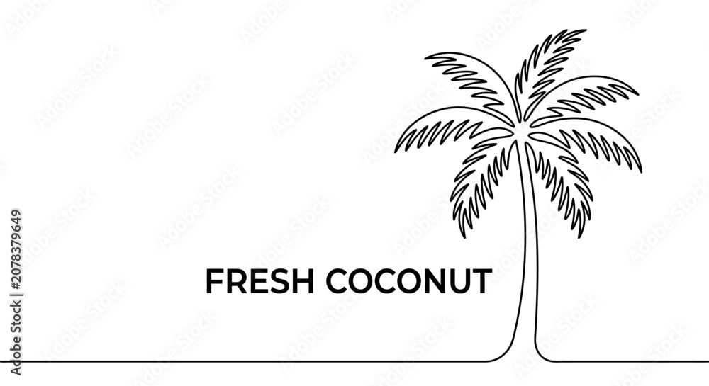Obraz premium Minimalist continuous line drawing of a tropical palm tree.