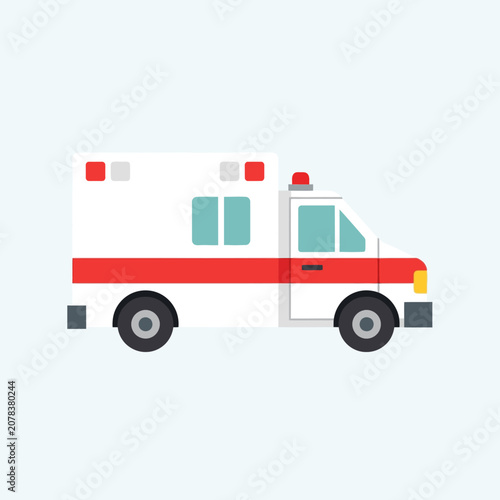 Fotografía Flat design of a white and red emergency medical ambulance