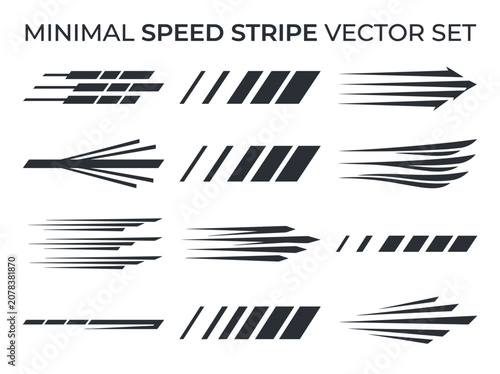Obraz na plátně Minimal speed stripe vector set showing abstract motion lines in various directi