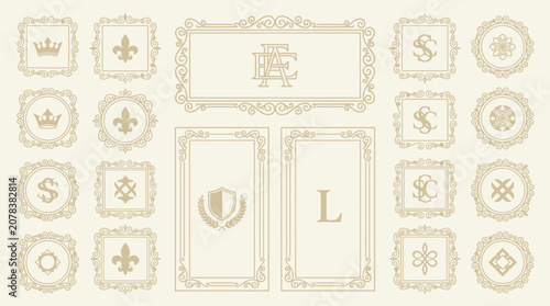 Elegant Monograms and Ornate Frames - Vintage Decorative Elements Collection