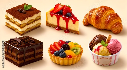Delicious Assortment of Pastries Cakes and Ice Cream