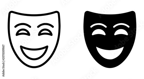 Fotografie Comedy and Tragedy Masks, Theater Icons, Performance Symbols, Vector Art