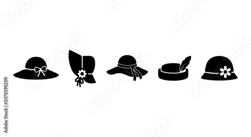Tableau sur toile Elegant Vintage Hats Collection, Feminine Headwear Icons, Classic Ladies Fashion