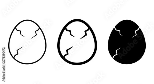 Bild auf Leinwand Cracked Egg Icons Set, Simple Vector Graphics for Hatching and New Beginnings Co