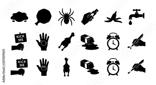 Foto Humorous Gag Icons Vector Set: Prank, Joke, and Silly Object Graphics