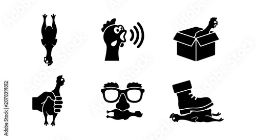 Canvastavla Rubber Chicken Icons, Gag Gifts, Novelty Toys, Prank Props, Humorous Vector Grap