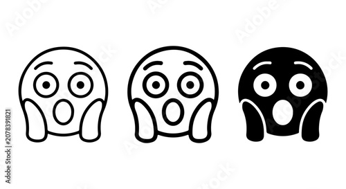 Slika na platnu Surprised Emoji Icons, Shocked Face Emoticons, Astonished Expressions, Vector Gr
