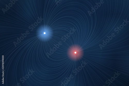 Foto Abstract binary star system with gravitational orbits