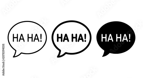 Fotografie Three Speech Bubbles with HA HA! Text, Vector Icons for Laughter and Comedy