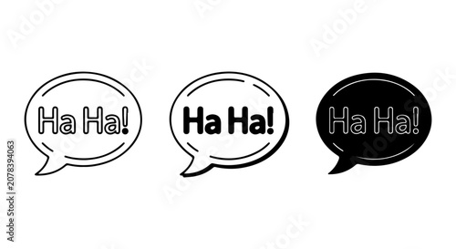 Obraz na plátně Three Ha Ha Speech Bubbles, Laughter Icons, Comedy Message Symbols, Vector Graph
