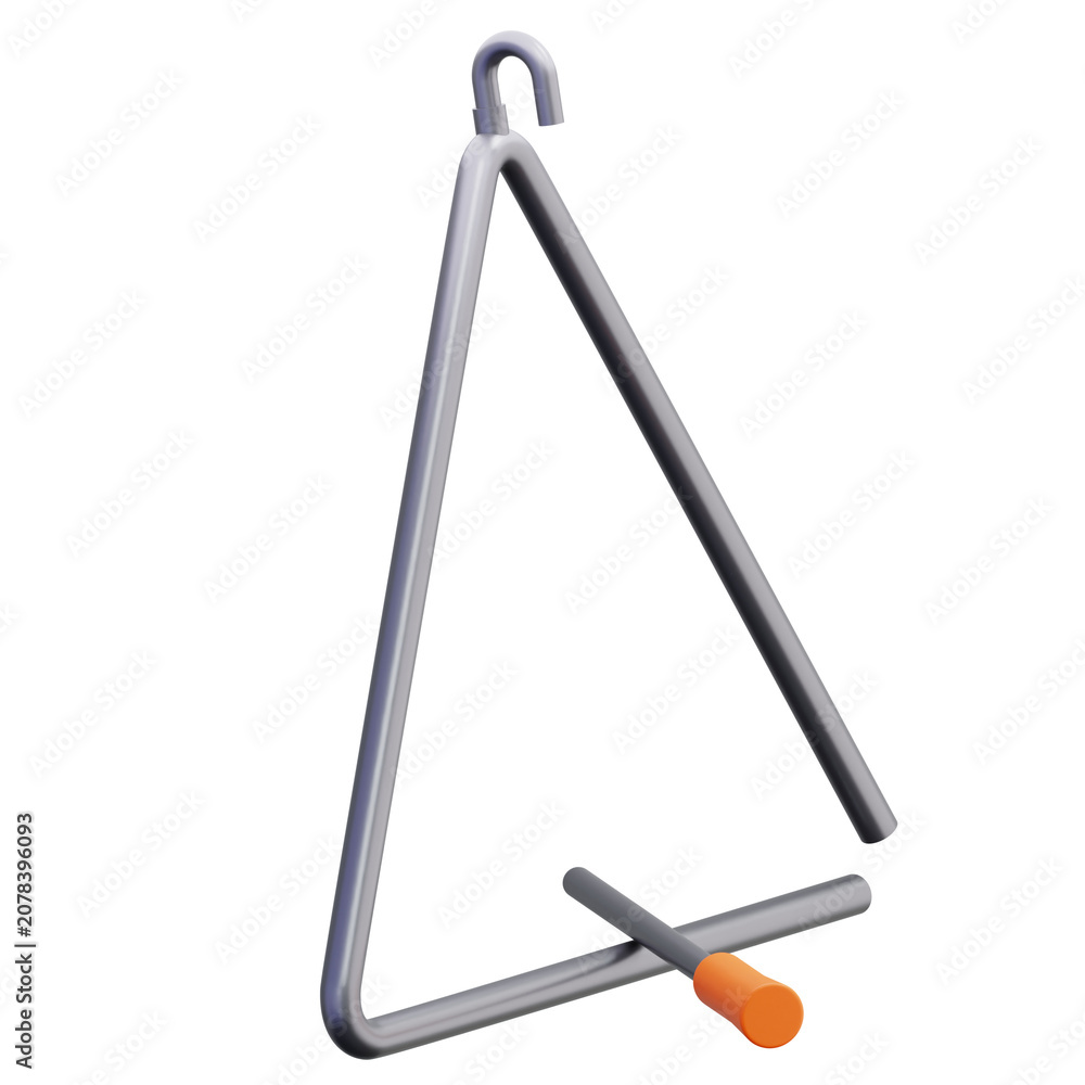 Obraz premium 3D Triangle Musical Percussion Instrument with Beater for Orchestra and Education