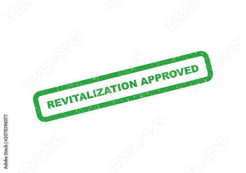 Quadro em tela Green revitalization approved rubber stamp seal with grunge texture