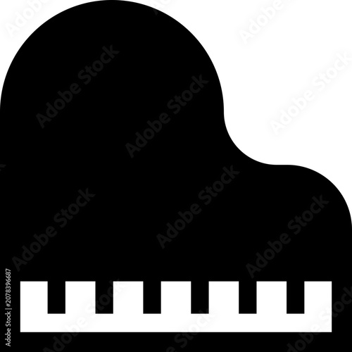 Grand Piano Top View Glyph Vector Icon Illustration