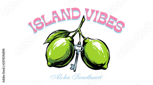 Quadro su tela Island vibes citrus graphic