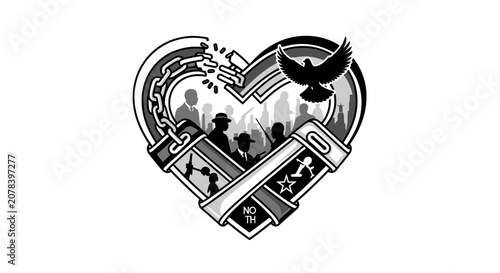 Broken Chain Heart Symbolizing Freedom and Social Justice