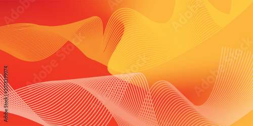 Abstract wave background. Digital frequency stripe. Waved lines for brochure and flyer design. Dynamic smoke wave. Curved wavy line. Vector gradient orange background