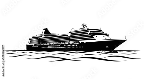 Foto Cruise Ship Silhouette on Ocean Waves
