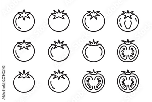 Εκτύπωση καμβά Organic Tomato Outline Icon Collection for Healthy Food and Grocery Design