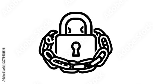 A padlock surrounded by chains is shown in a secure environment with protection.