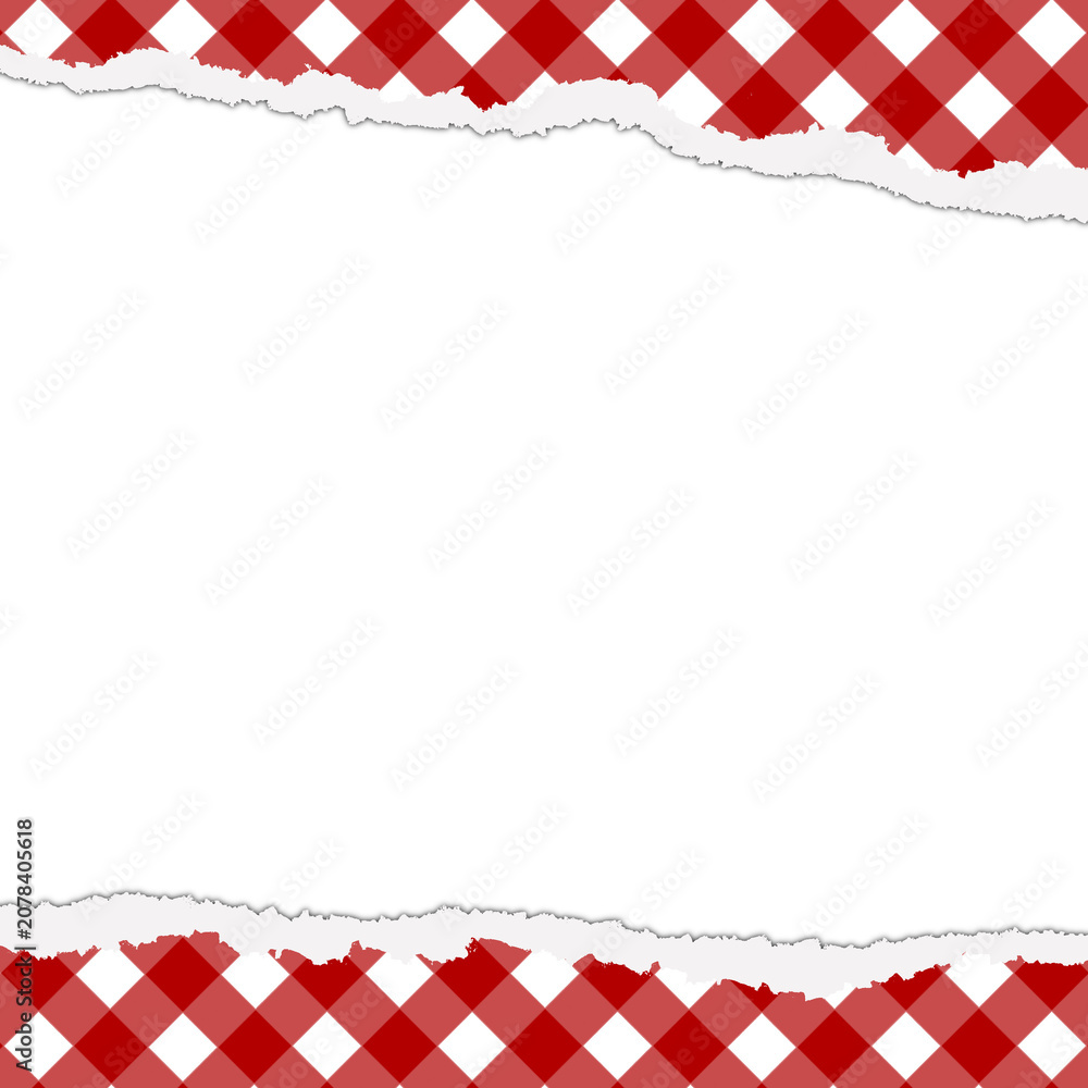 Fototapeta premium Torn paper border vintage gingham pattern