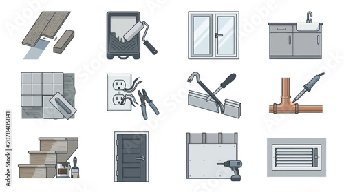 Various types of doors and windows.