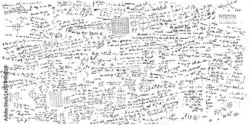Tableau sur toile Abstract Background of Chaotic Handwritten Notes Scientific Formulas and Cryptic