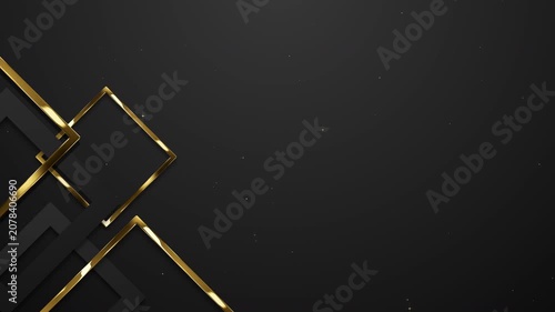 Minimalist Gold Square Corner Border on Dark Particles Awards Trailer Titles Cinematic Openers Intro Luxury Background Loop