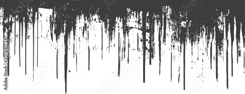 Black Grunge Paint Drips Banner Vector Illustration with Distressed Texture and Ink Splatter