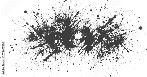 Abstract Black Ink Splatter Vector Illustration with Paint Splash and Droplets on White Background
