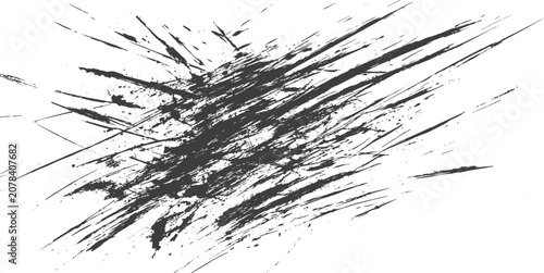 Abstract Black Ink Splatter and Dynamic Grunge Brush Strokes Vector Element