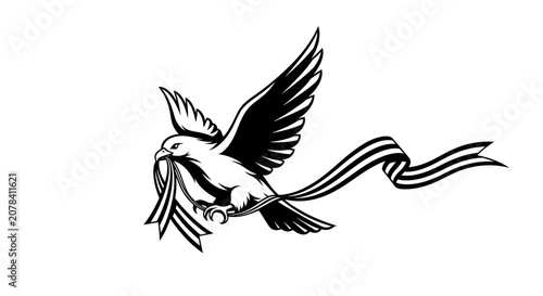 Flying Dove with Saint George Ribbon Illustration