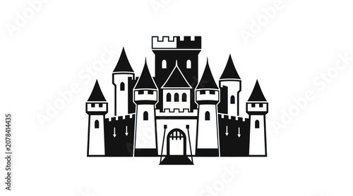 Photos Medieval Castle Silhouette Vector Illustration