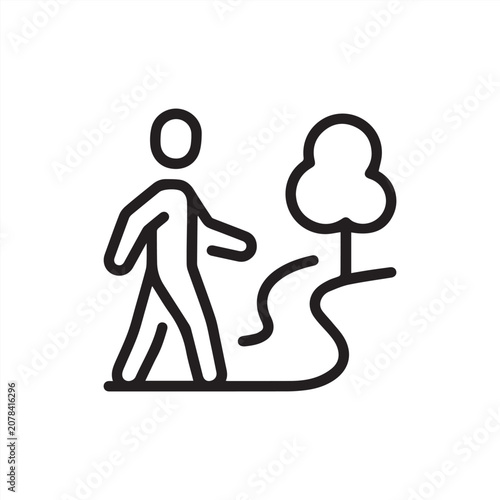 Konstfotografi Person walking on path, linear icon
