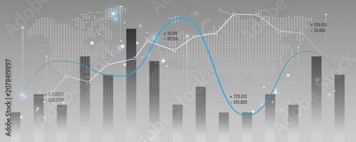 Tableau sur toile The background image displays a graph analyzing financial investment data and economic volatility trends