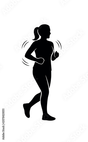 Fotografie Woman Running Silhouette Fitness Exercise.