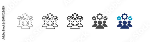 user roles icon set consisting of multiple styles vector illustration. editable stroke