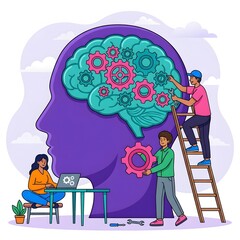 World mental health day mental wellness brain care and self improvement concepts