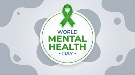World mental health day awareness ribbon green symbol support