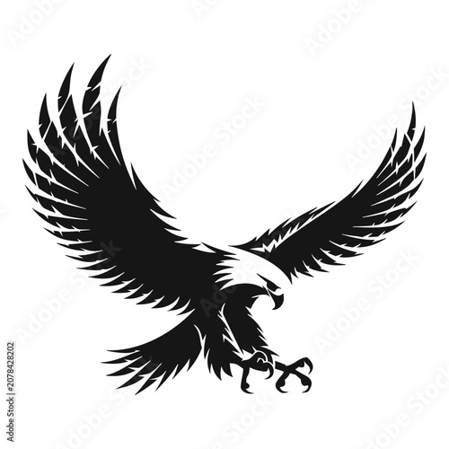Majestic eagle silhouette diving with fully spread wings