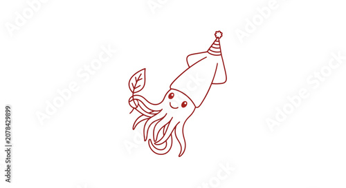 Photos Simple Line Drawing of a Squid.