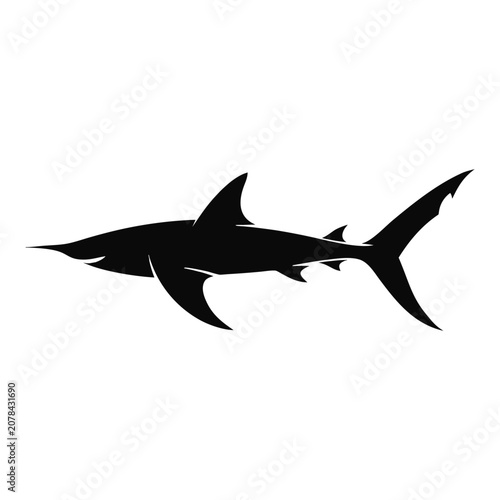Mako Shark Silhouette Vector Icon for Marine Wildlife Design