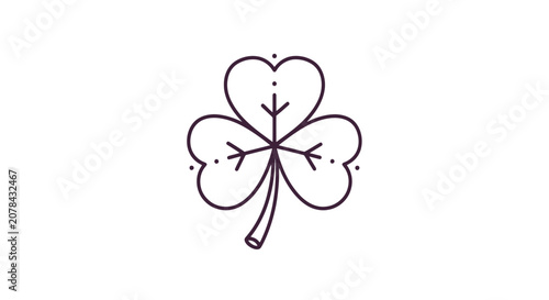 Schilderij op canvas Simple Hand Drawn Four Leaf Clover Illustration.