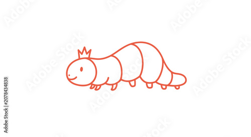 Konstfotografi Caterpillar with Crown Simple Line Drawing.