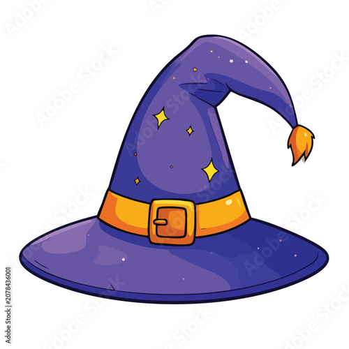 Cartoon Illustration of a Magical Wizard Hat with Stars.