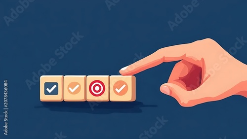 Task completion checklist blocks hand interaction