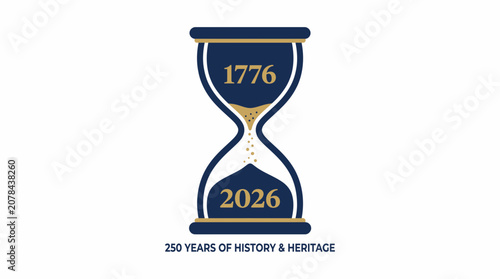 Minimalist Hourglass Graphic Representing Two Hundred Fifty Years of American Historical Heritage and Centennial Celebration