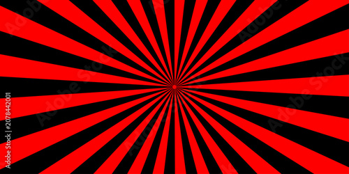 Schilderij op canvas An abstract radial burst pattern in striking red and black hues, creating a dynamic and eye-catching visual effect