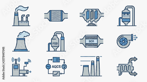 Professional of Industrial Pollution Control and Emission Reduction Technology Systems in Blue Grey Minimalist Style