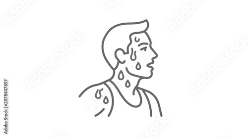 Obraz na plátně Profile of man sweating after intense workout exercise.