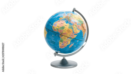 Globe shows world map on stand